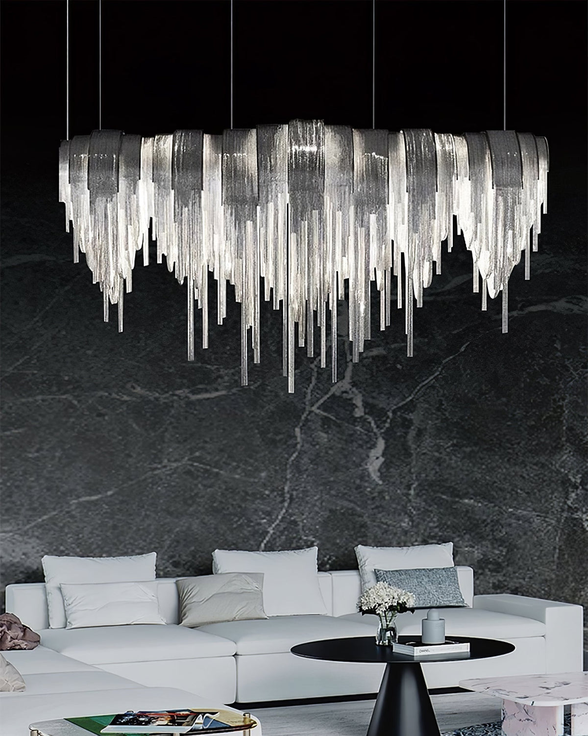 Tarien candelabru Lanțuri Stratificate Nichel Lux