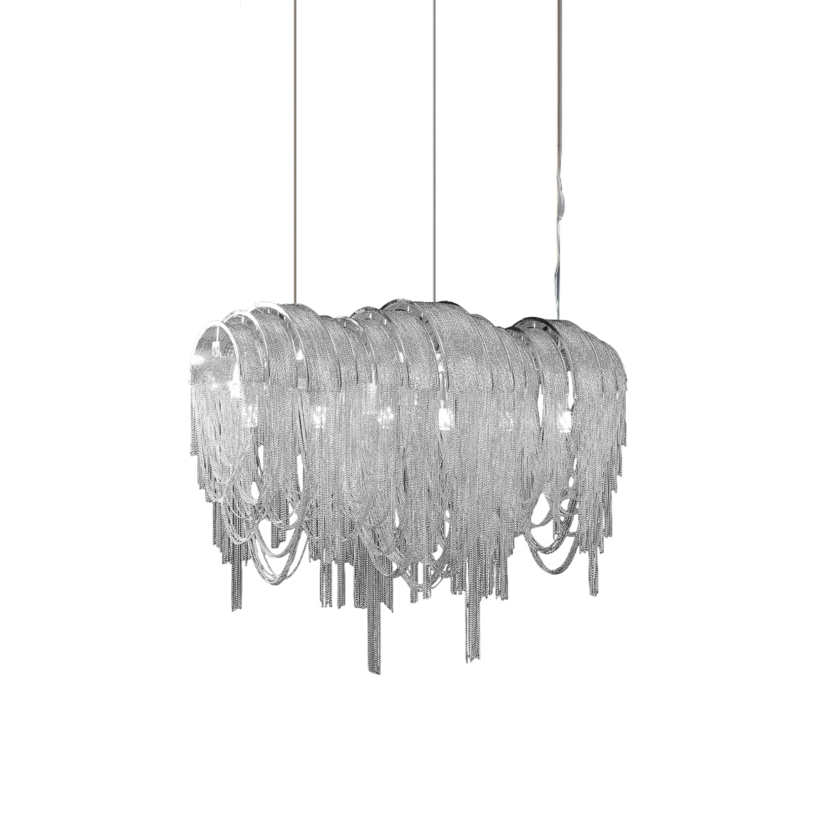 Tarien candelabru Lanțuri Stratificate Nichel Lux