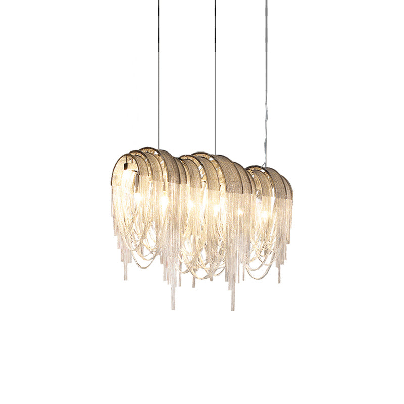 Tarien candelabru Lanțuri Stratificate Nichel Lux