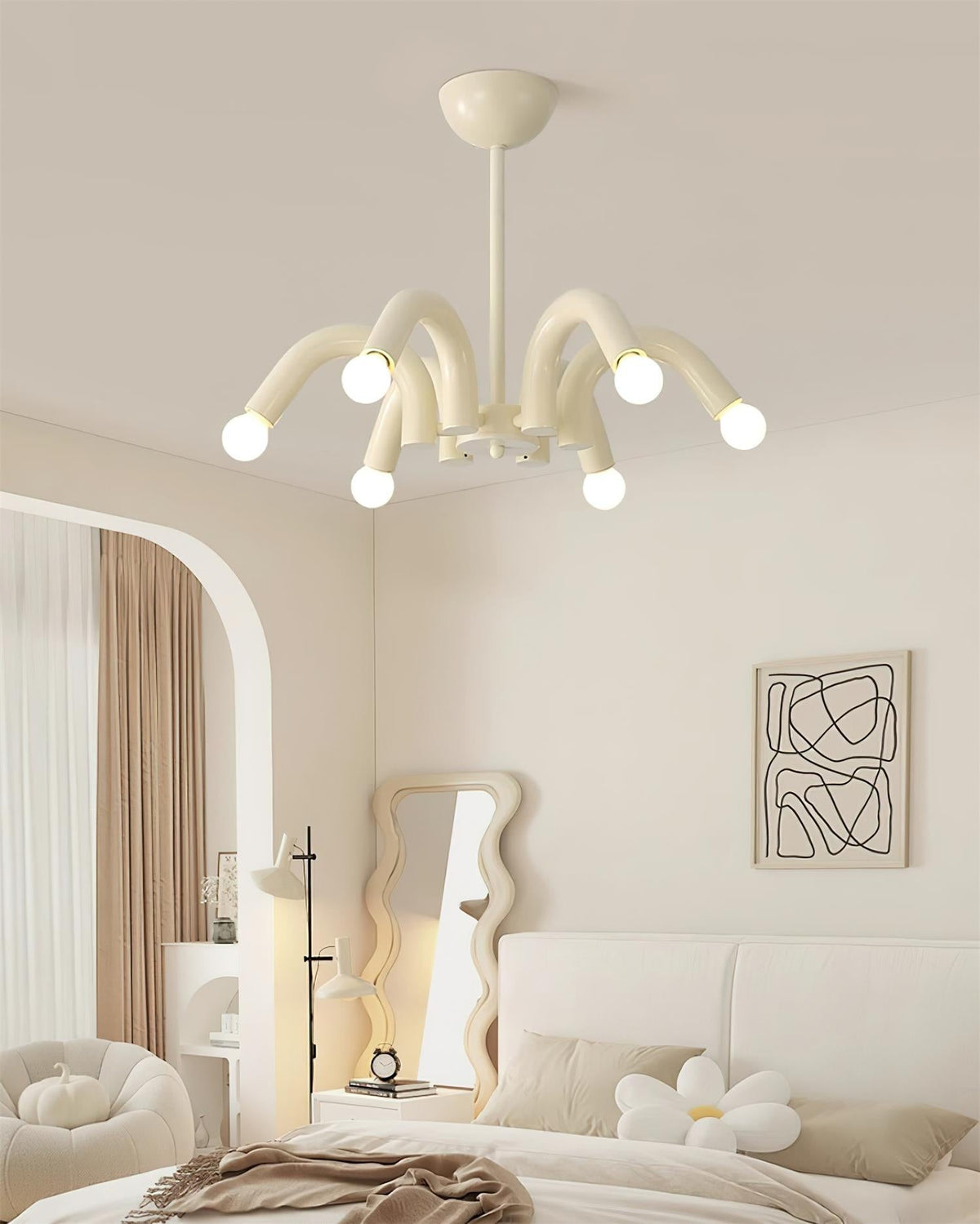 Fivelle modern Crem candelabru cu Brațe Multiple