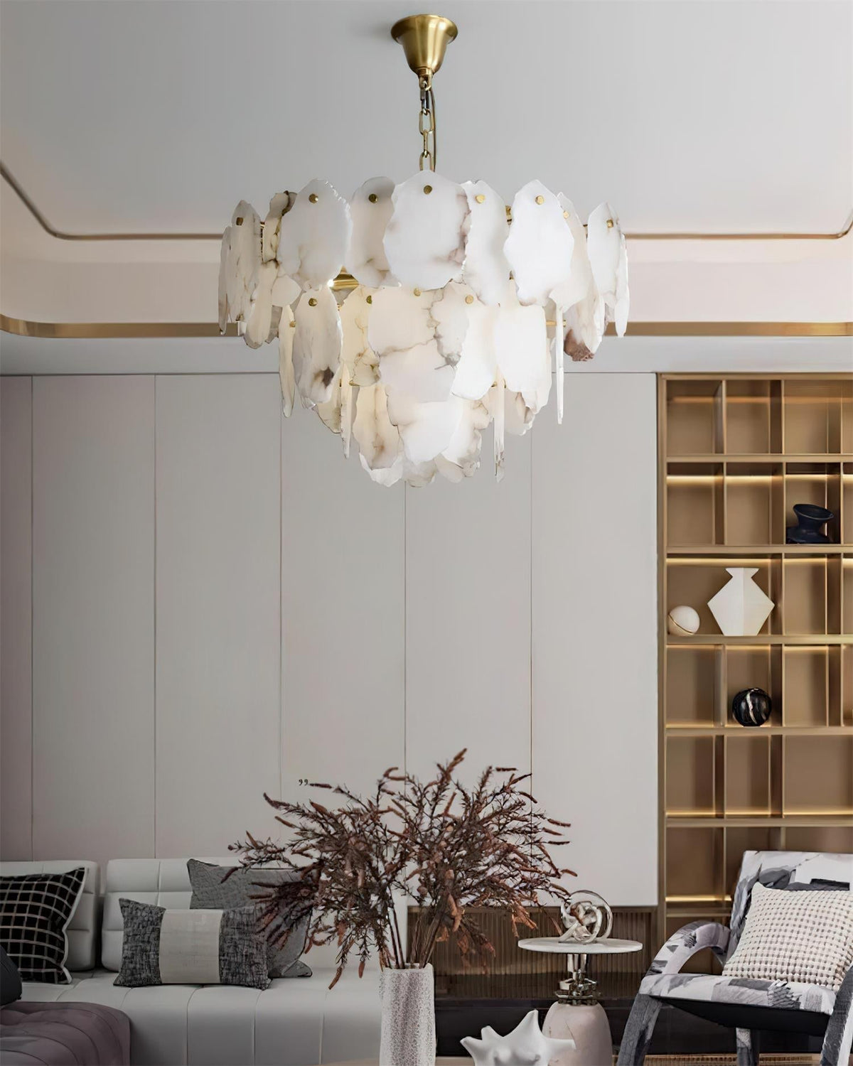 Albiselle candelabru din alabastru Stratificat cu Feliuri de Piatră