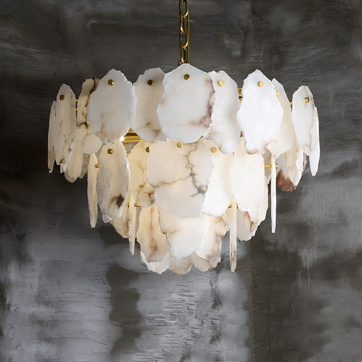 Albiselle candelabru din alabastru Stratificat cu Feliuri de Piatră