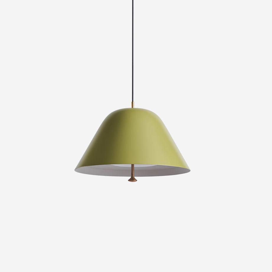 Lampă suspendată modernă cu abajur din metal în verde și alb minimalist