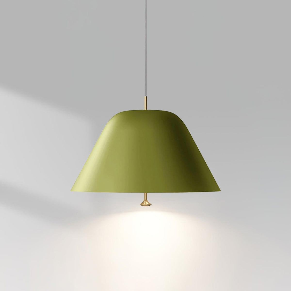 Lampă suspendată modernă cu abajur din metal în verde și alb minimalist