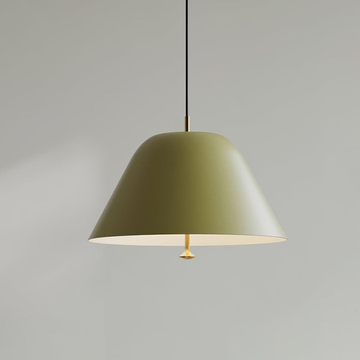 Lampă suspendată modernă cu abajur din metal în verde și alb minimalist