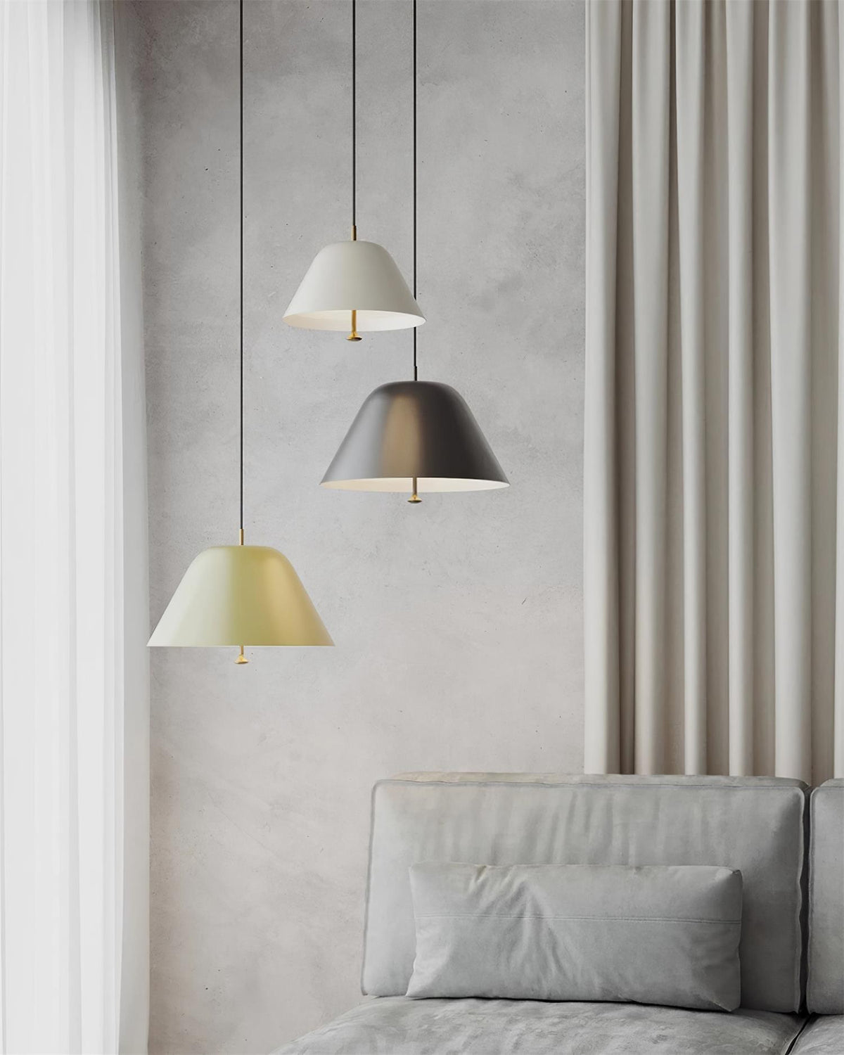 Lampă suspendată modernă cu abajur din metal în verde și alb minimalist