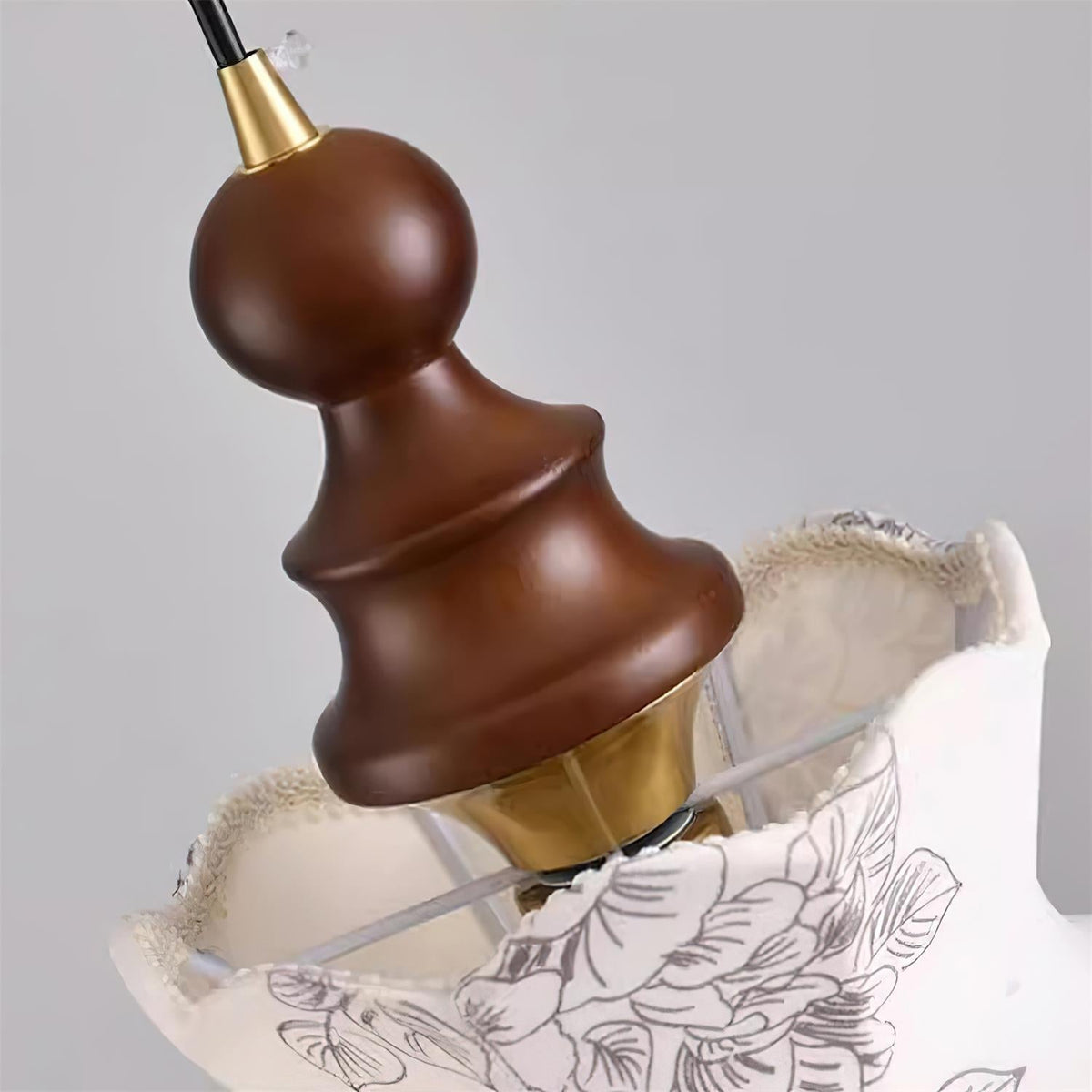 Lampă suspendată metal și lemn Țesătură Vintage Floral Elegant