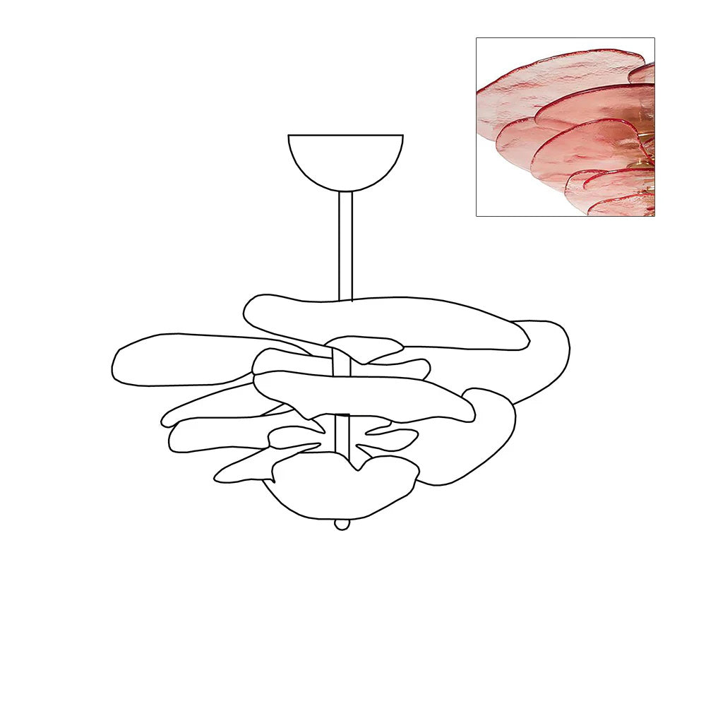 Candelabru Lotus cu straturi de frunze din sticlă contemporan
