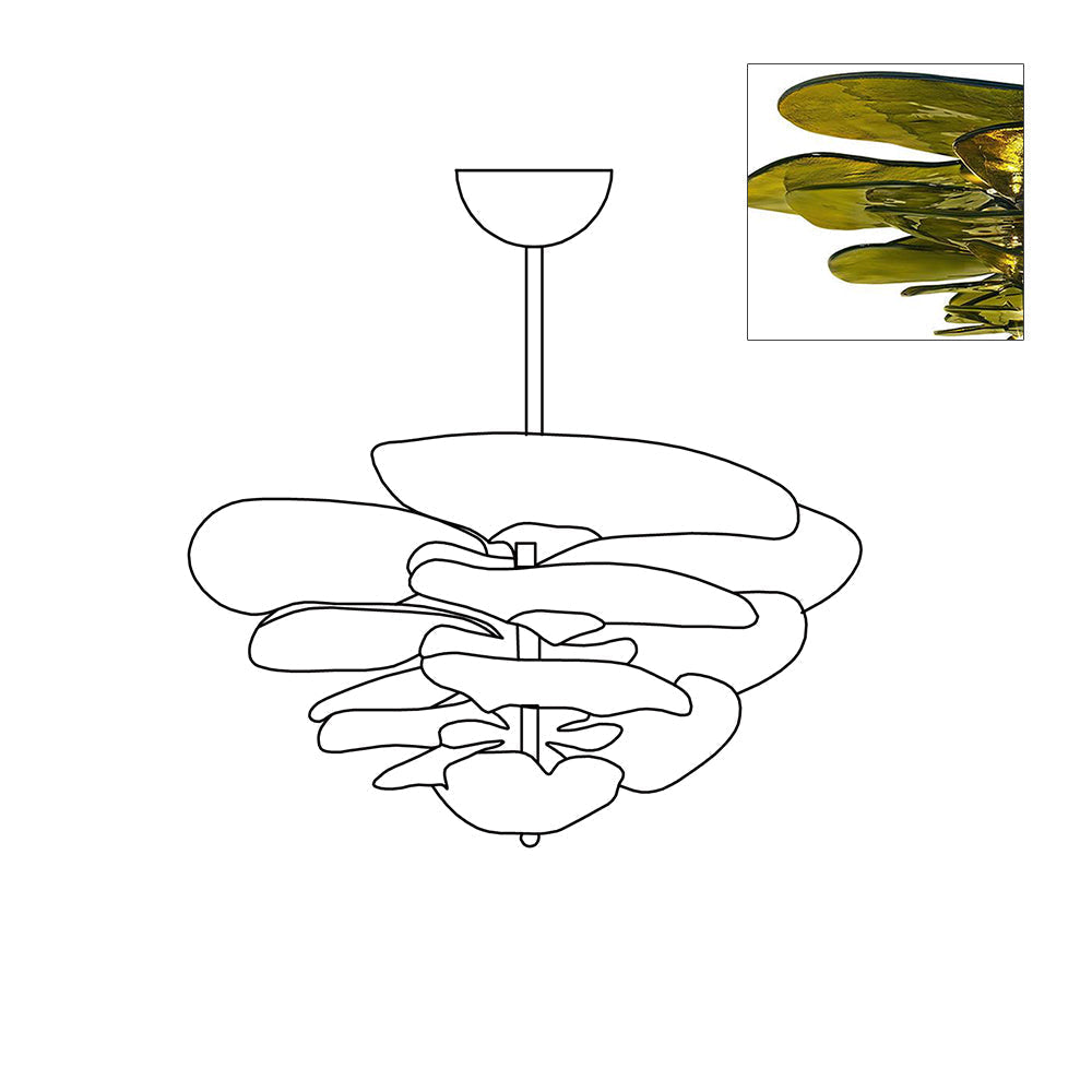 Candelabru Lotus cu straturi de frunze din sticlă contemporan