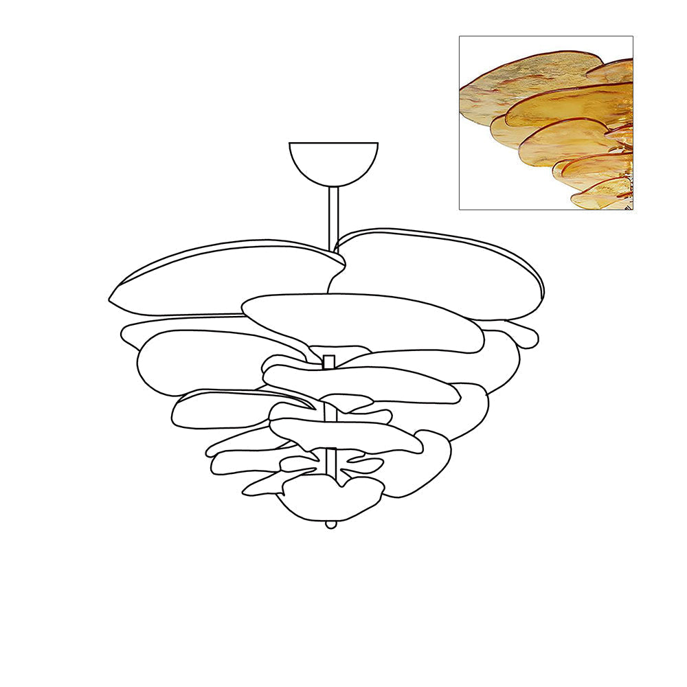 Candelabru Lotus cu straturi de frunze din sticlă contemporan