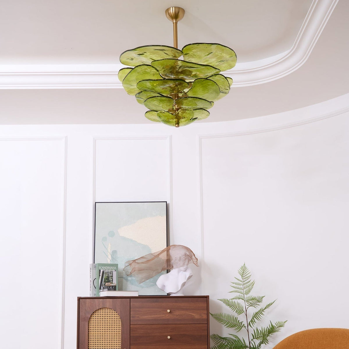 Candelabru Lotus cu straturi de frunze din sticlă contemporan