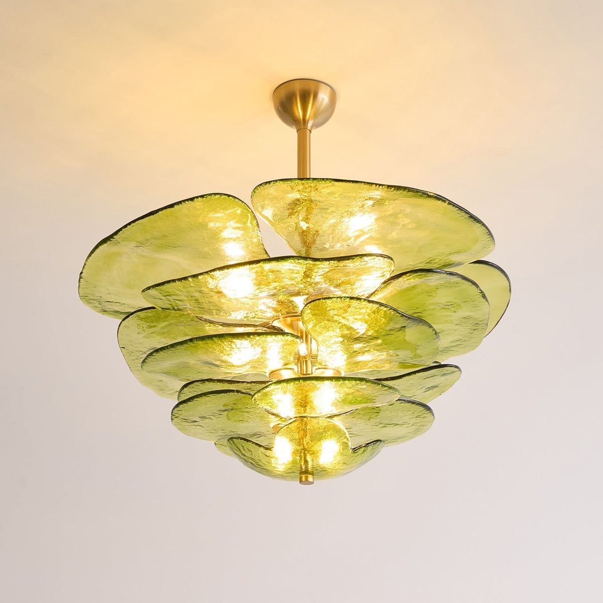 Candelabru Lotus cu straturi de frunze din sticlă contemporan