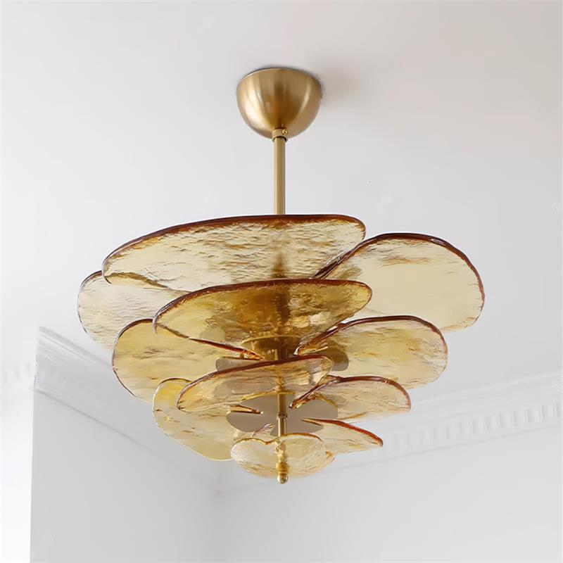 Candelabru Lotus cu straturi de frunze din sticlă contemporan