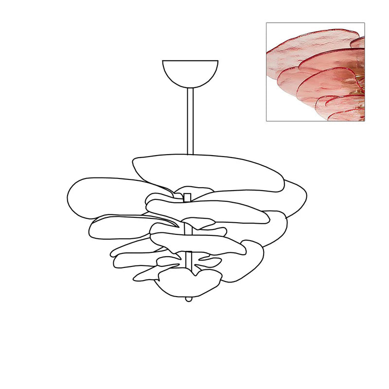 Candelabru Lotus cu straturi de frunze din sticlă contemporan