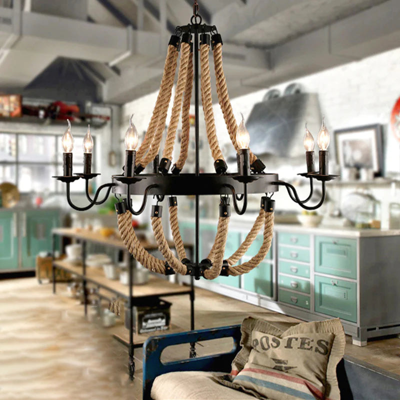 Epoch industrial LED lampă suspendată metal/Corză negru living/Bar