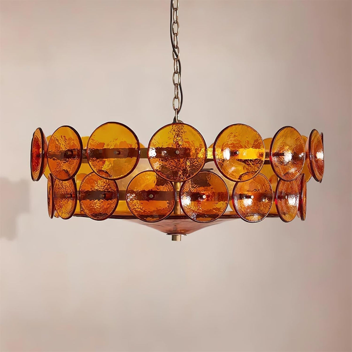 Selvora candelabru ambră din sticlă, elegant, cu disc