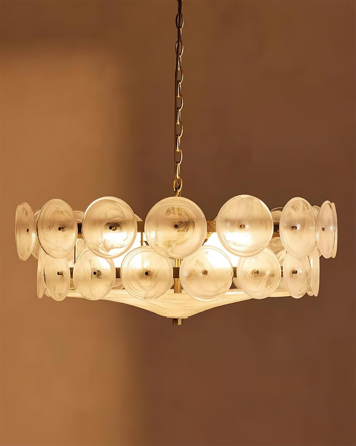Selvora candelabru ambră din sticlă, elegant, cu disc