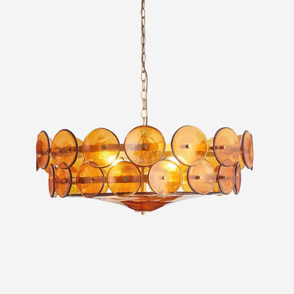 Selvora candelabru ambră din sticlă, elegant, cu disc