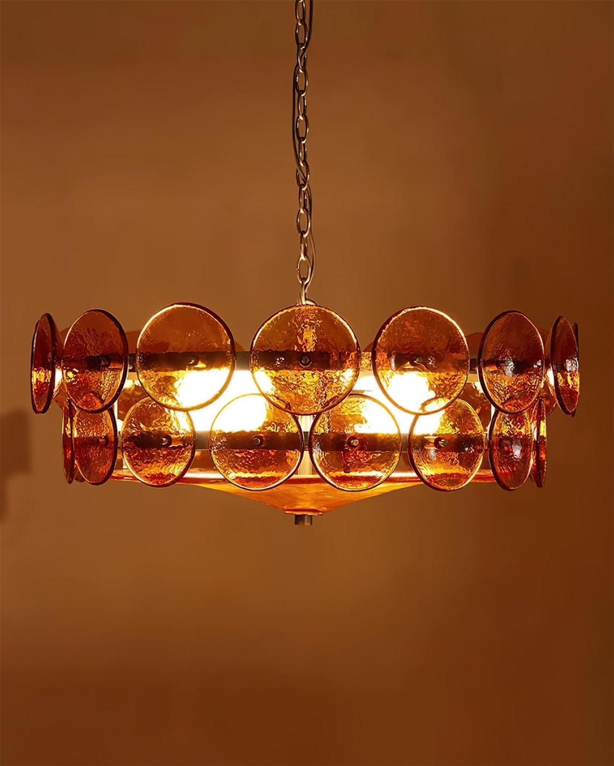 Selvora candelabru ambră din sticlă, elegant, cu disc