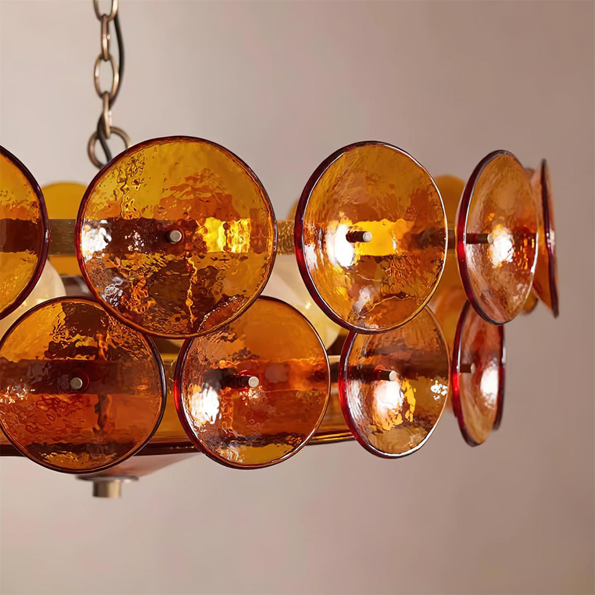 Selvora candelabru ambră din sticlă, elegant, cu disc