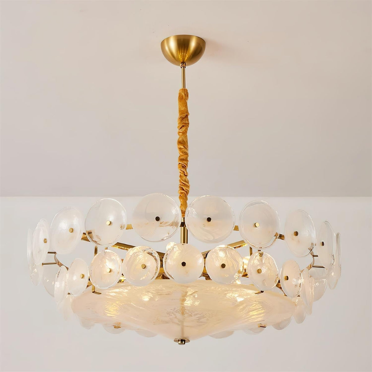 Selvora candelabru ambră din sticlă, elegant, cu disc