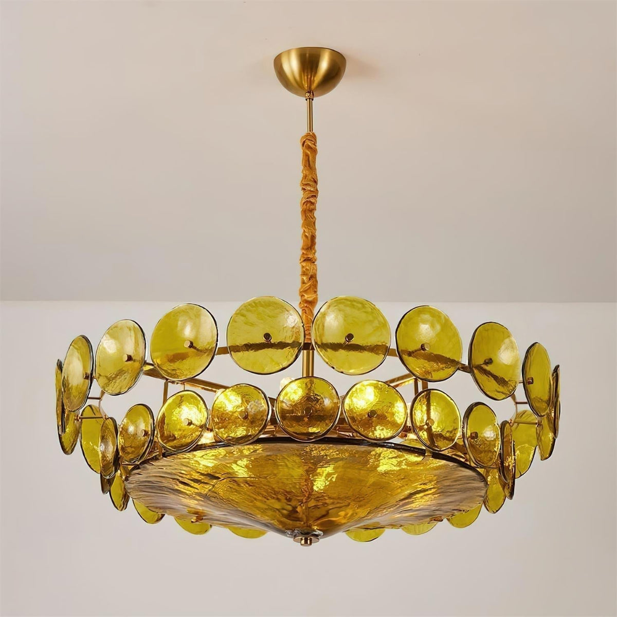 Selvora candelabru ambră din sticlă, elegant, cu disc