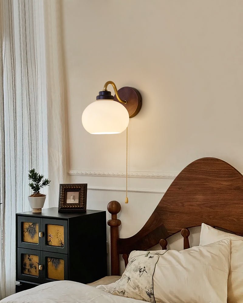 Syleella Premium Artă Nordică Abajur sticlă lemn aplică de Perete