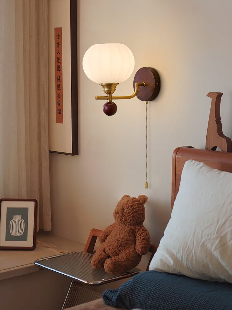 Syleella Premium Artă Nordică Abajur sticlă lemn aplică de Perete