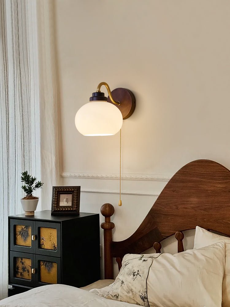 Syleella Premium Artă Nordică Abajur sticlă lemn aplică de Perete