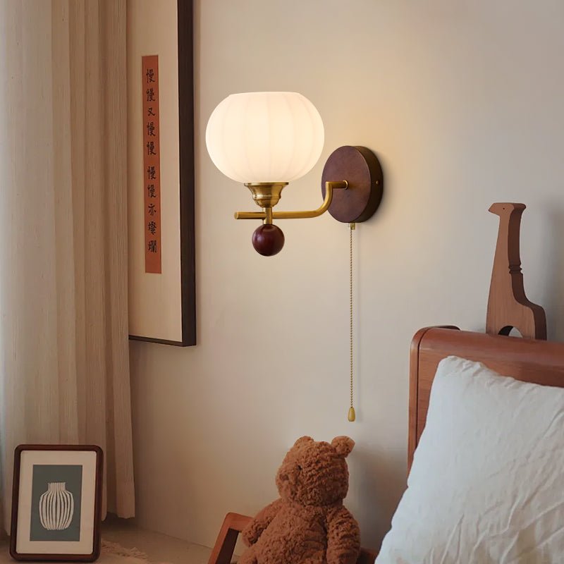 Syleella Premium Artă Nordică Abajur sticlă lemn aplică de Perete
