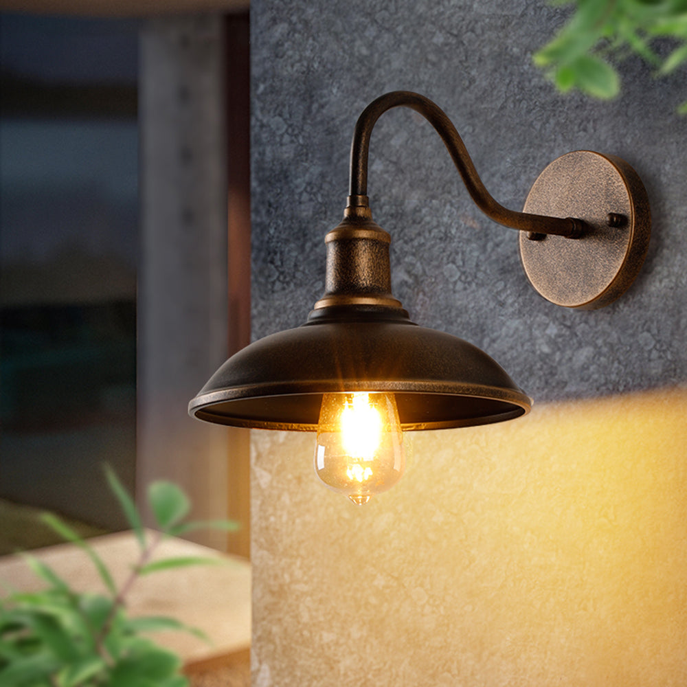 Ray aplică de perete lampă de perete rustică în formă de bol din metal, alamă antichizată
