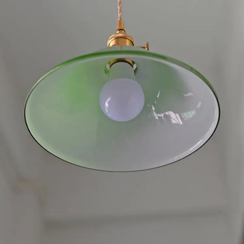 Valentina lampă suspendată verde din cupru și sticlă, rustică, vintage, LED, pentru sufragerie