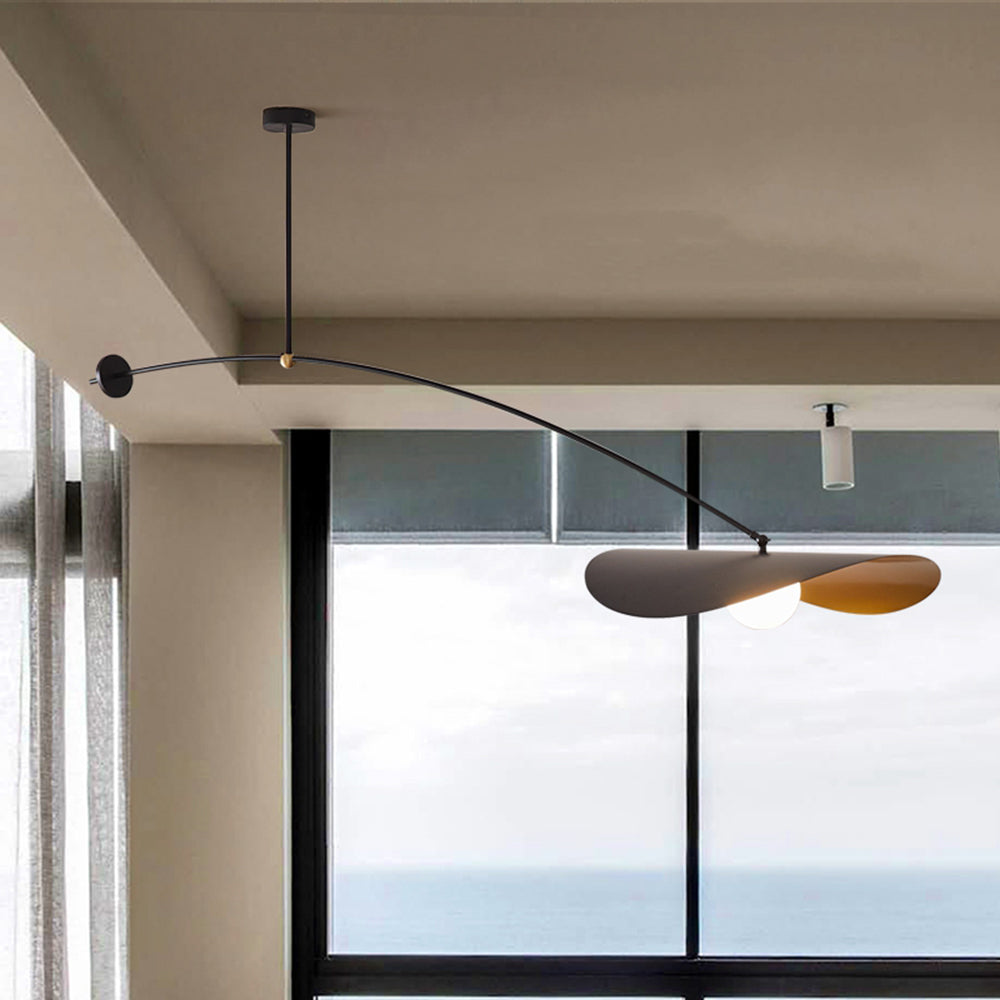 Arisha lampă suspendată minimalistă cu formă de frunză de lotus din metal, negru/auriu