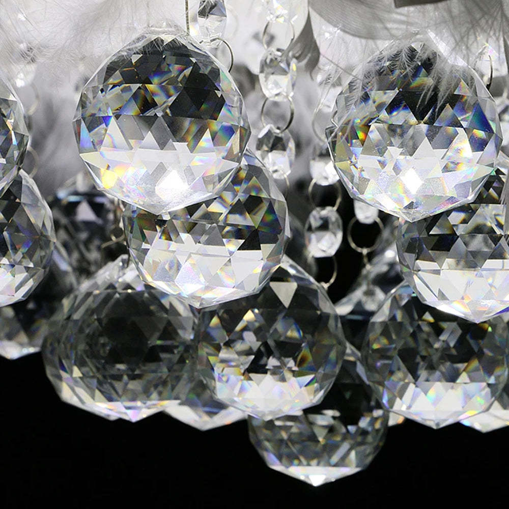 O'Moore candelabru rotund modern de lux, alb, cu pene și cristal