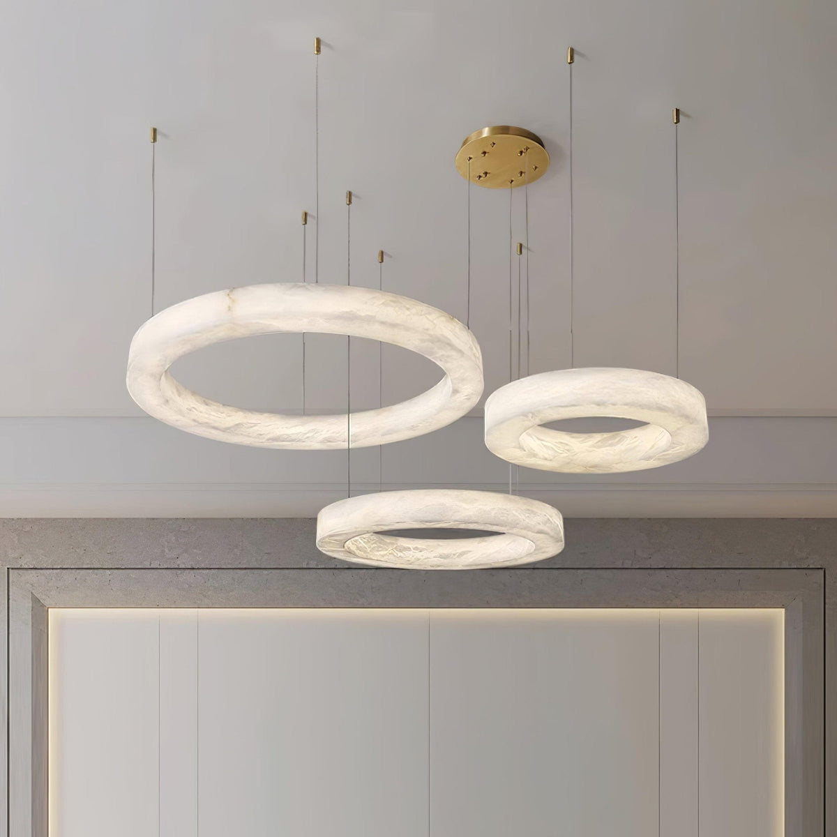 Vaelen alabastru Multi-inel lampă suspendată