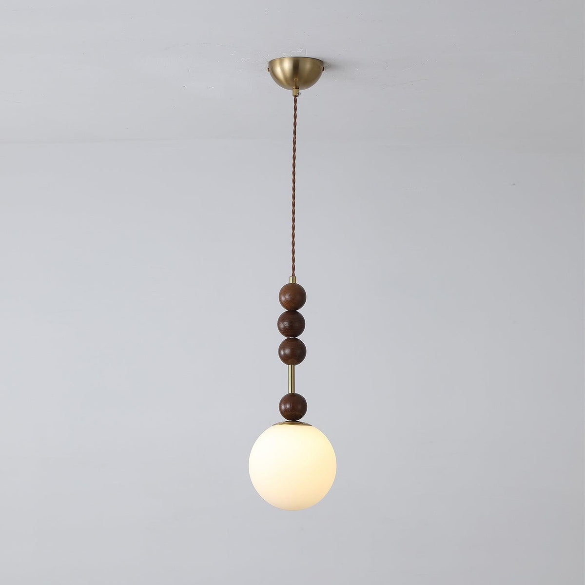 Norn lampă suspendată glob vintage cu bile din lemn