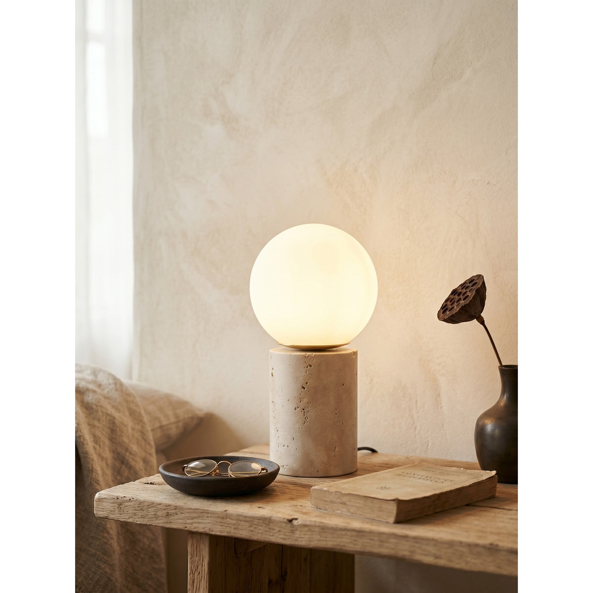 Norinise Stone lampă de masă din travertin