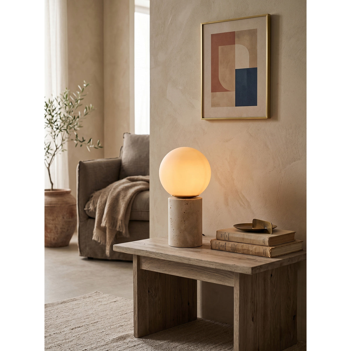 Norinise Stone lampă de masă din travertin