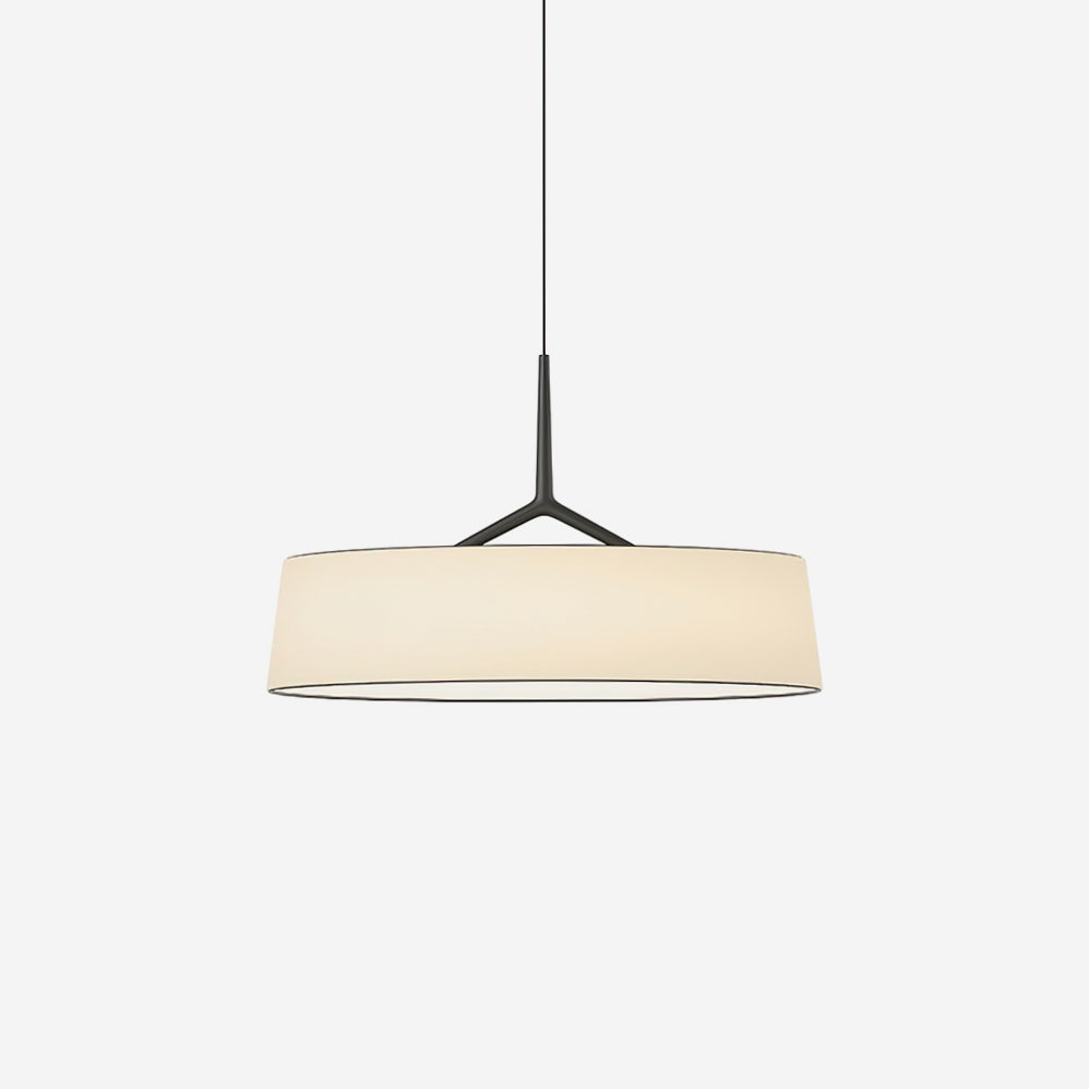 Liora lampă suspendată albă și neagră din material textil, minimalistă, în formă de tambur