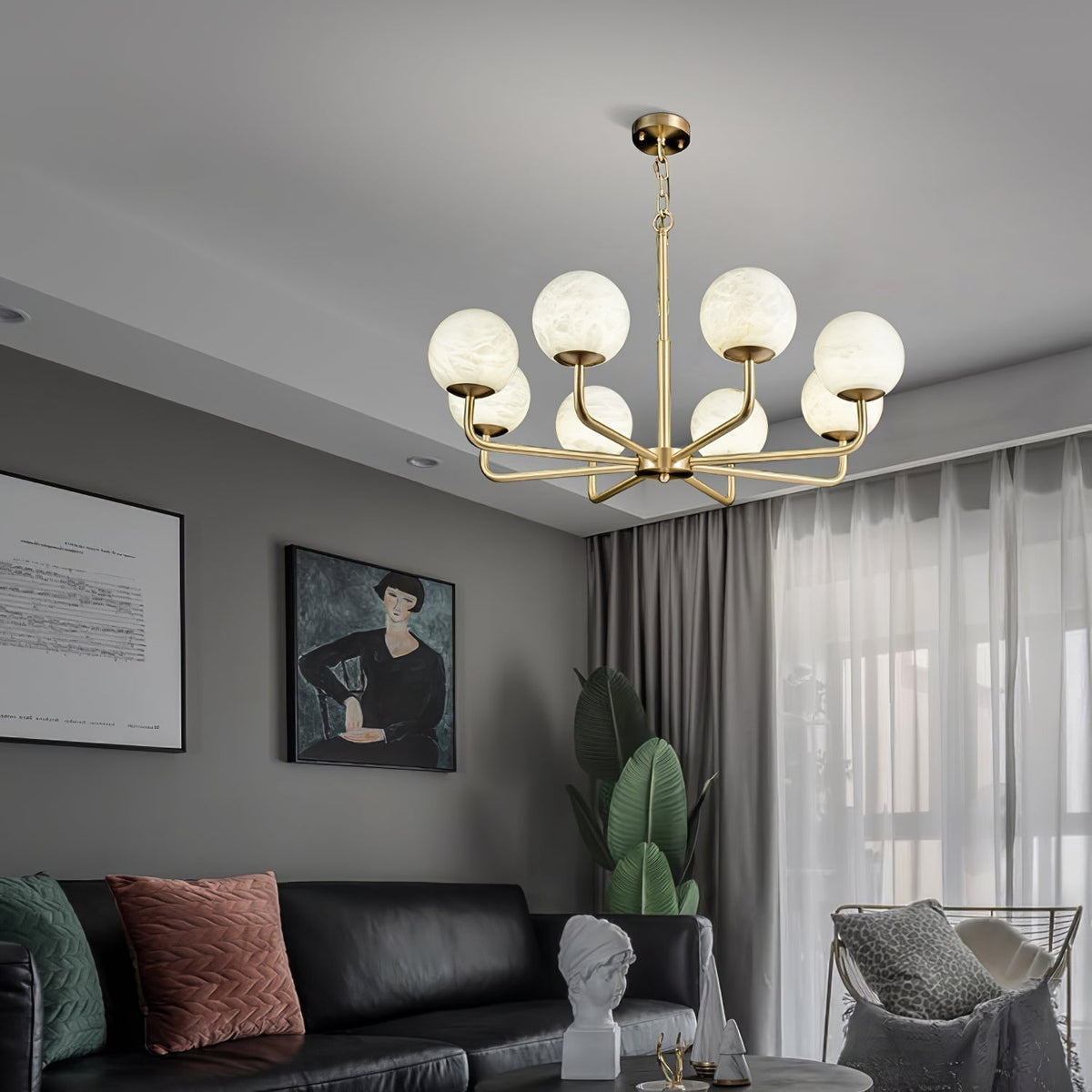 Erich candelabru din alabastru, elegant, cu glob