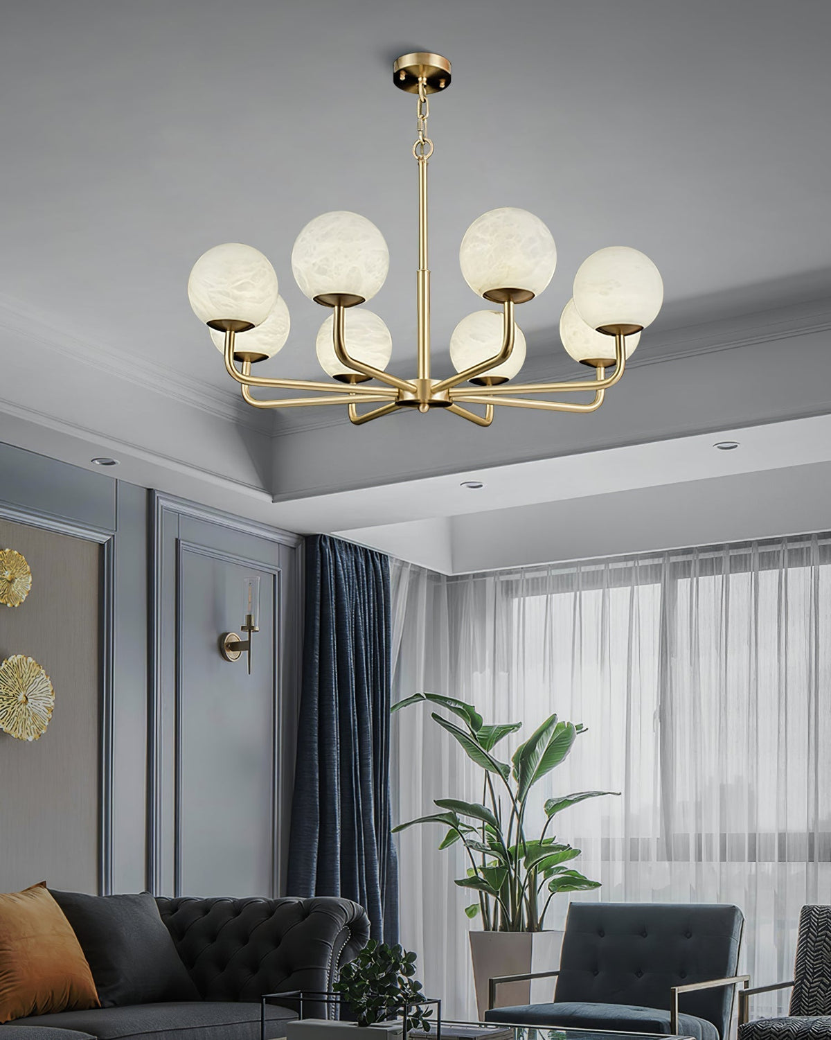 Erich candelabru din alabastru, elegant, cu glob