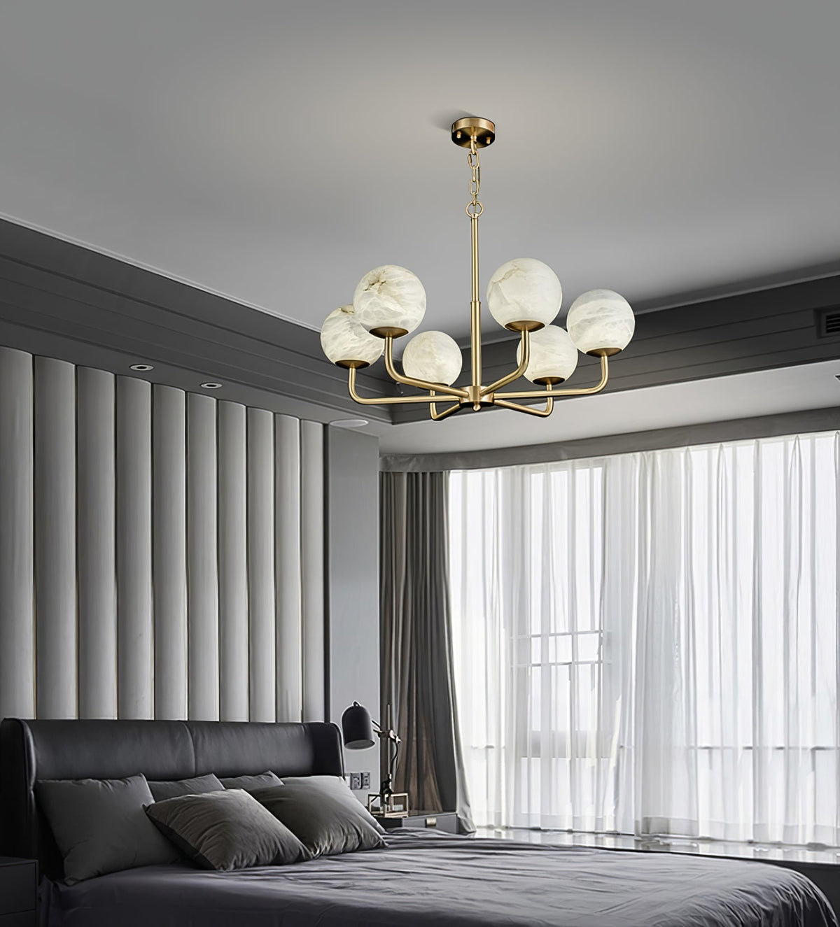 Erich candelabru din alabastru, elegant, cu glob