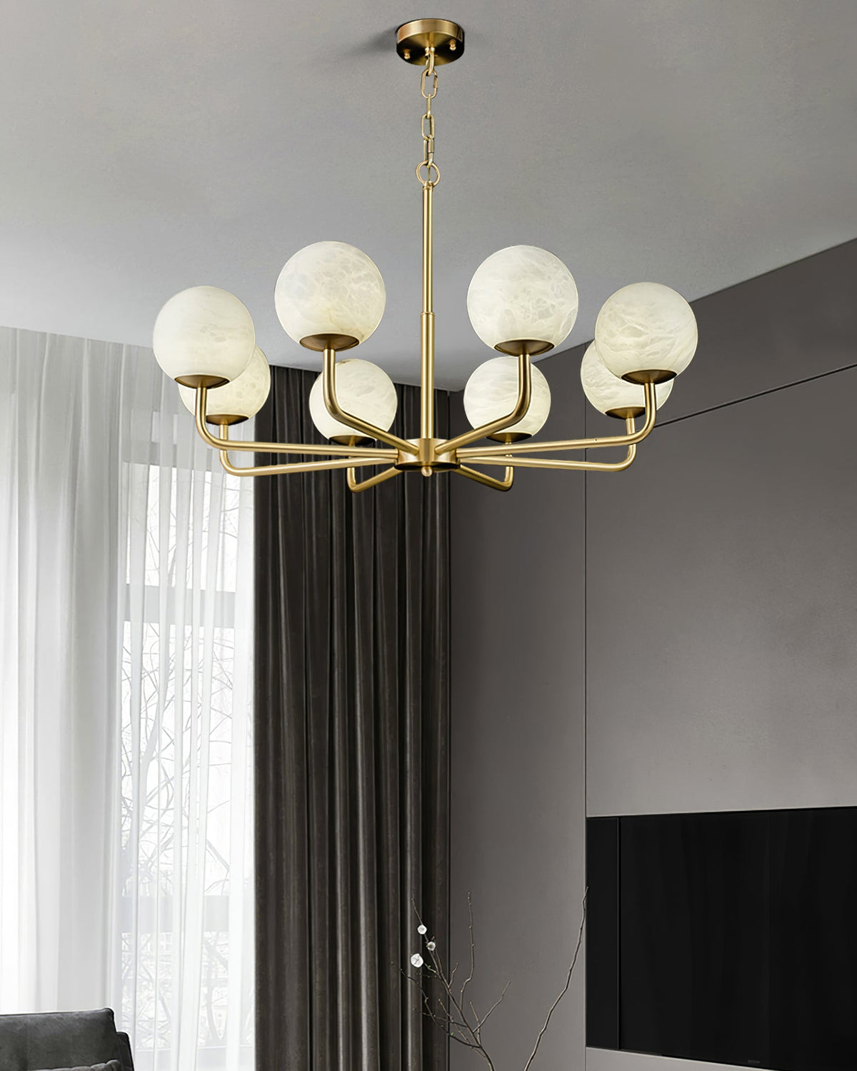 Erich candelabru din alabastru, elegant, cu glob