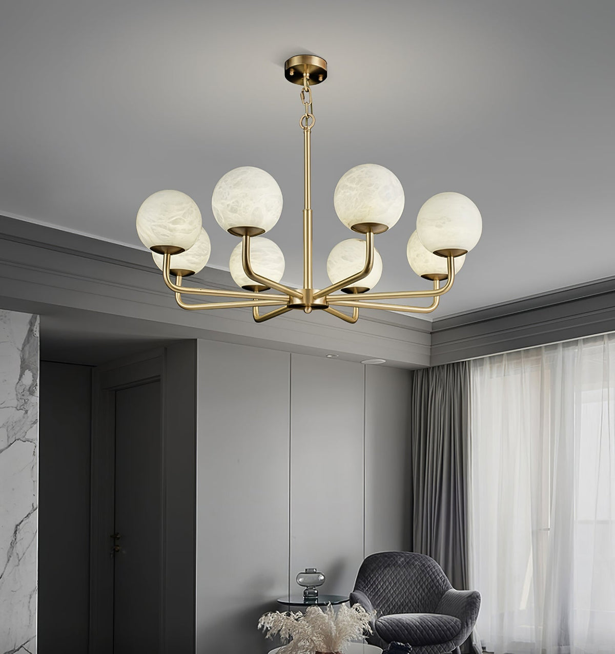 Erich candelabru din alabastru, elegant, cu glob