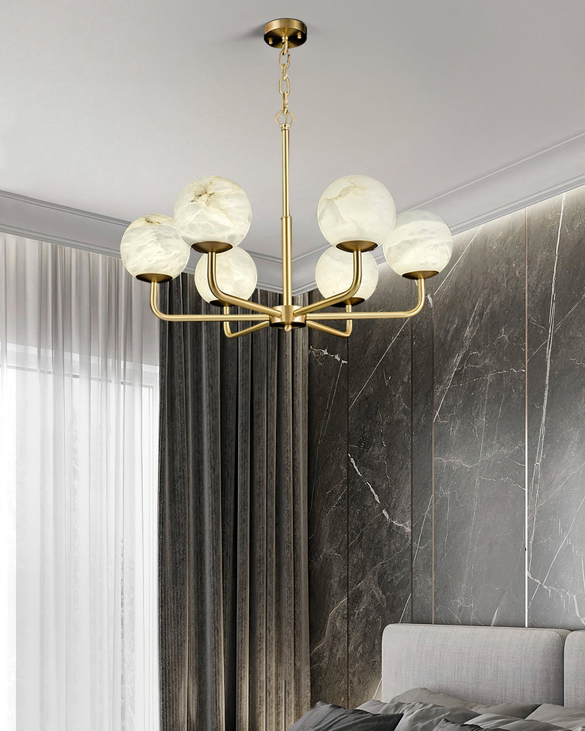 Erich candelabru din alabastru, elegant, cu glob