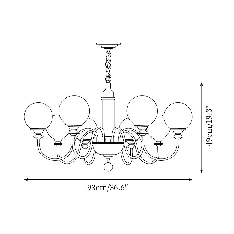 Lumivian candelabru, cu glob, cu 8 surse de lumină