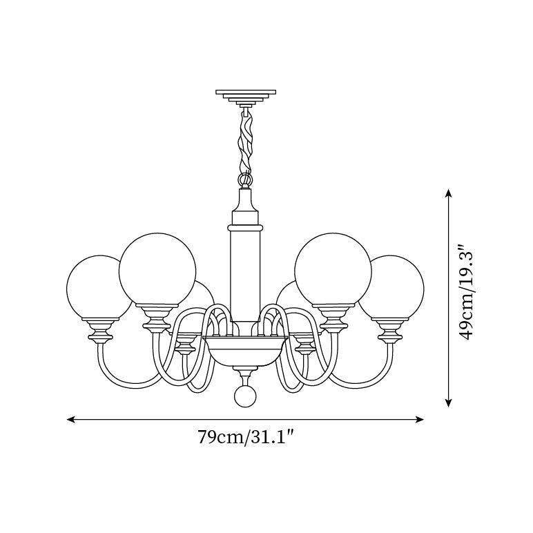Lumivian candelabru, cu glob, cu 8 surse de lumină
