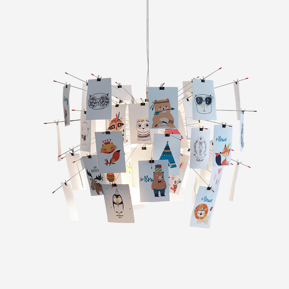 Candelabru cu hârtie și metal, ilustrații colorate sau albe, stil modern whimsical