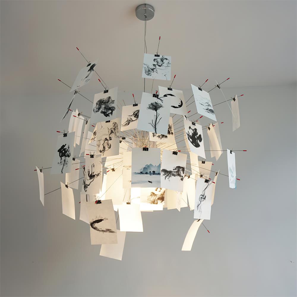 Candelabru cu hârtie și metal, ilustrații colorate sau albe, stil modern whimsical