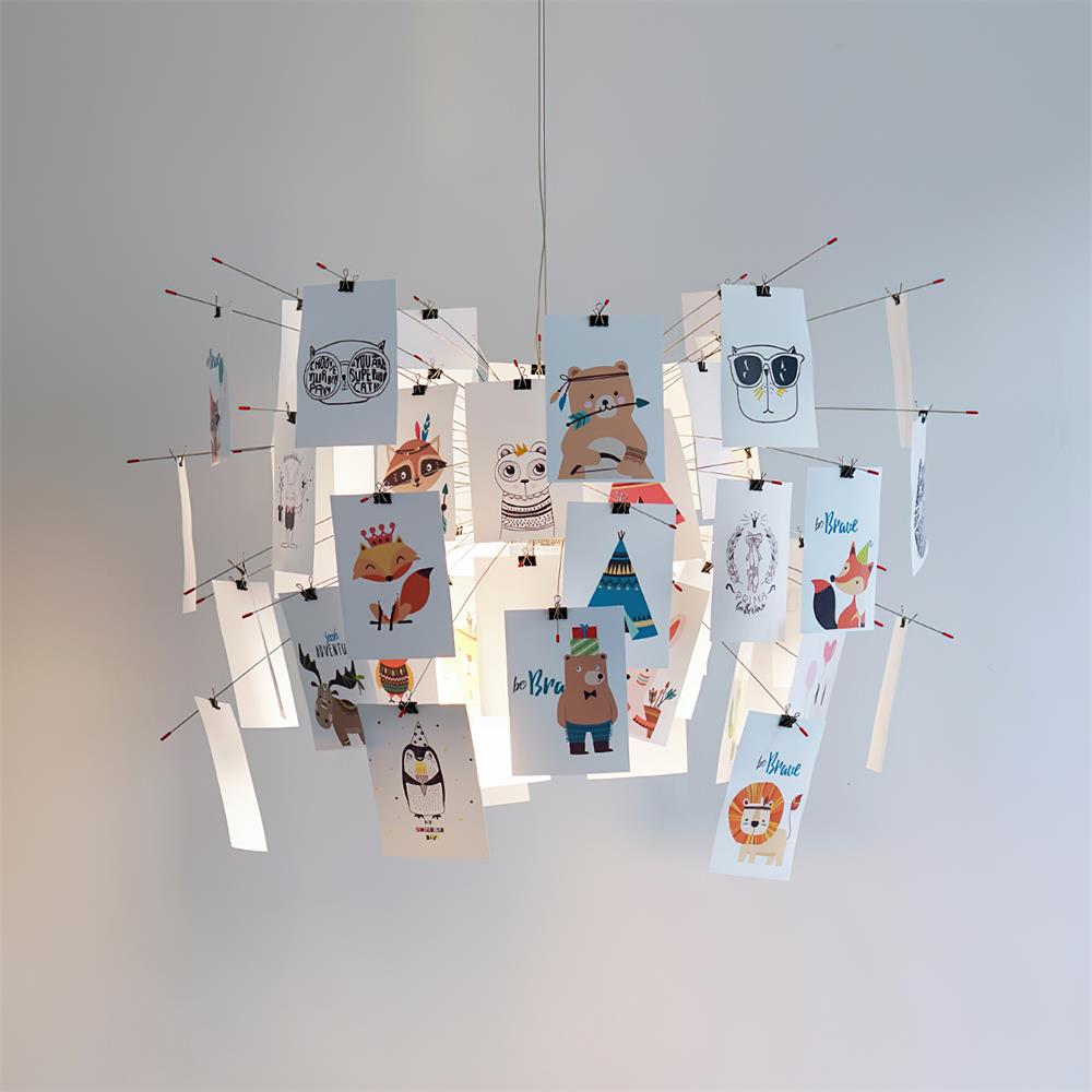 Candelabru cu hârtie și metal, ilustrații colorate sau albe, stil modern whimsical